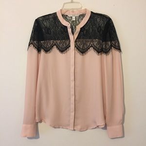 LC Lauren Conrad lace top long sleeve blouse
